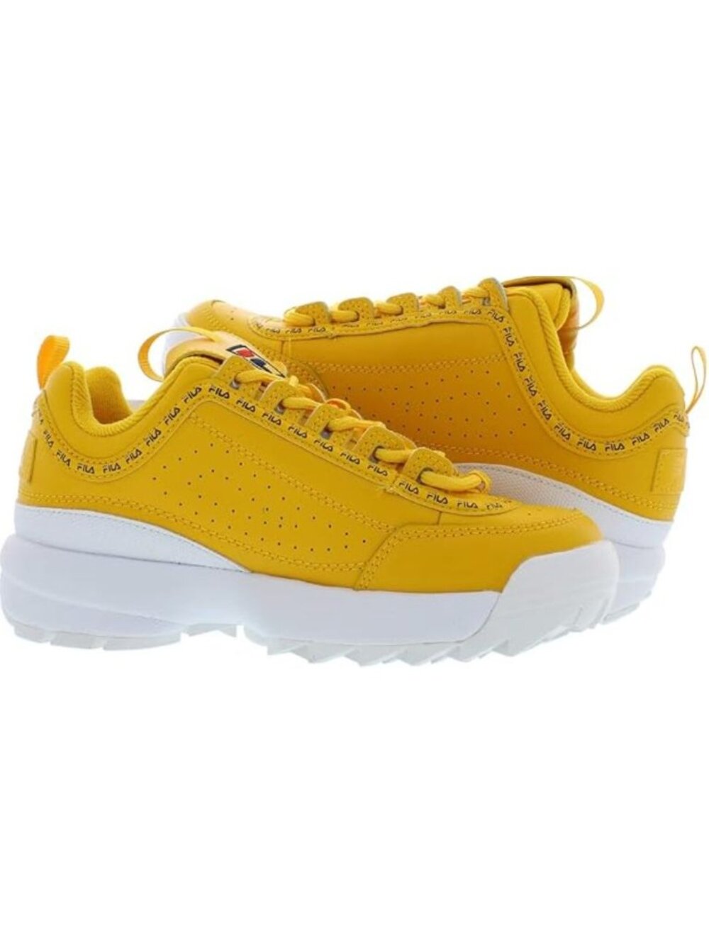 FILA Girls Disruptor II Premium Repeat Yellow Sneakers W/ White Sole Size US 4½ - Picture 3 of 11